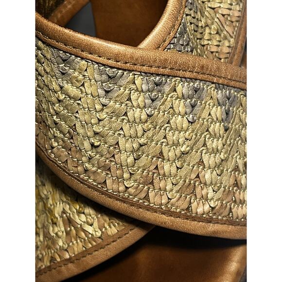 Diane von Furstenberg Shoes Womens Size 9.5 Brown Wedge Platform Sandals Raffia - Picture 7 of 10